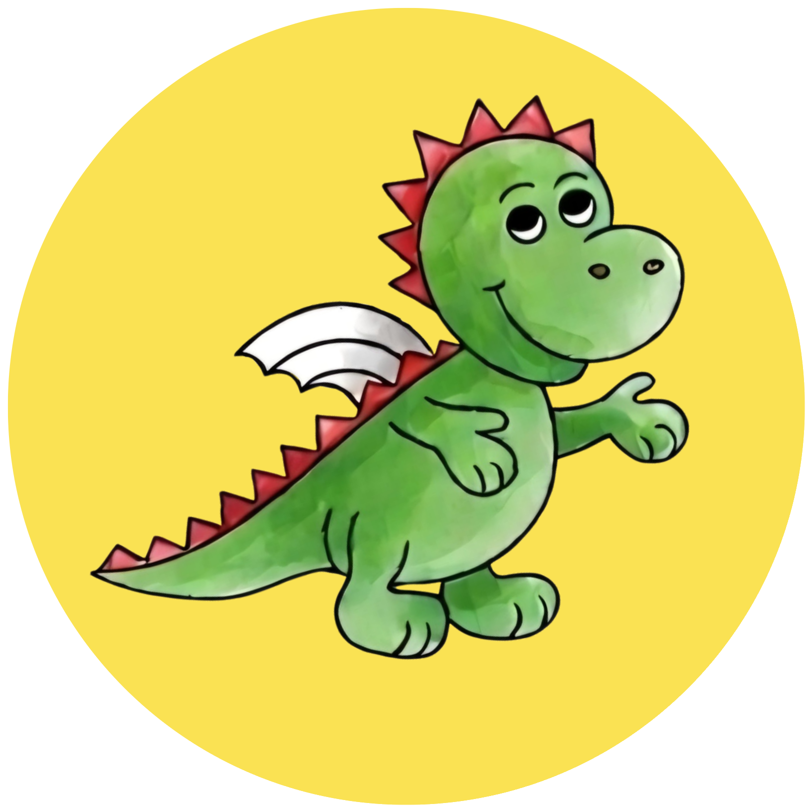 Logo der Drachengruppe, ein grüner Drache mit violetten Stacheln